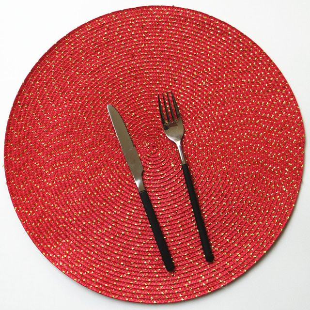 6er Set Runde Weihnachtliche Tischsets von Tabletex in Rot, Rutschfest und Hitzebeständig, Durchmesser: 38 cm - Bild 1