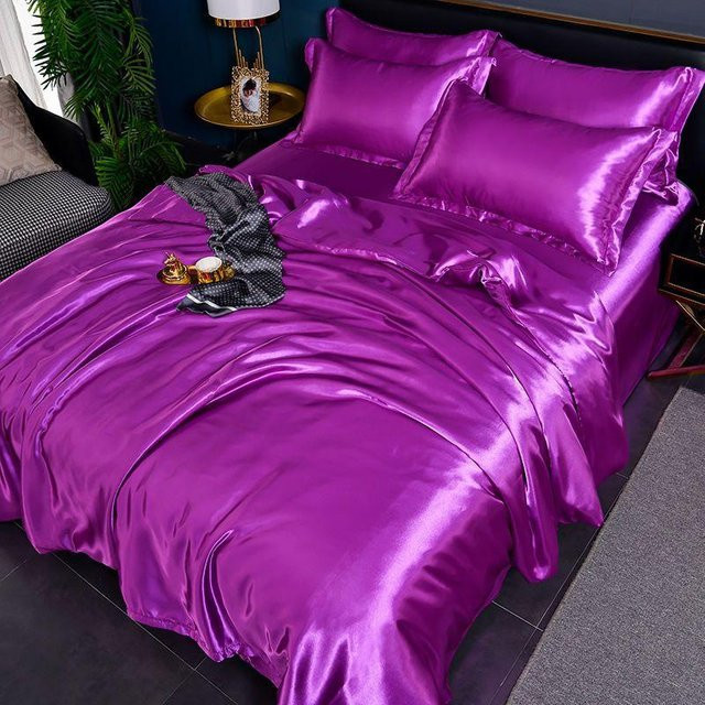 Bin Chi Textiles Bettwäscheset aus Satin in Lila, bestehend aus Bettbezug und Kissenbezügen, B/H: 120 x 200 cm - Bild 1