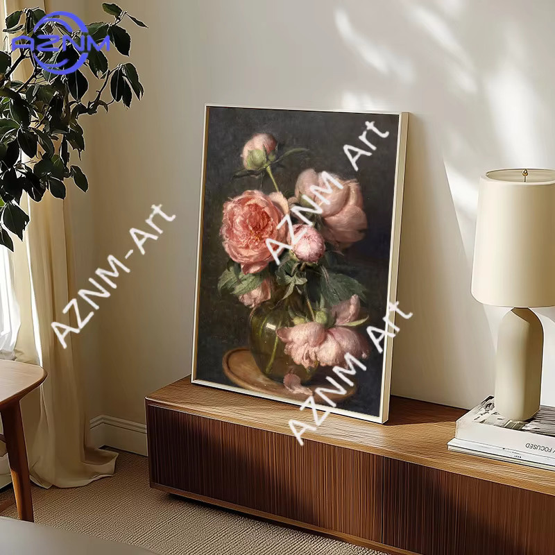 KAYOU Vintage Blumen-Poster mit weißen Hortensien, Rosen und Löwenzahn als Leinwanddruck in Multicolour - Bild 2