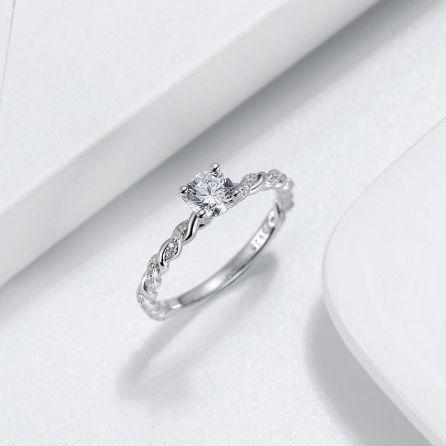 Ring 925 Silber, Diamant, Zirkonia, Vintage, Damen, Weiß - Bild 1