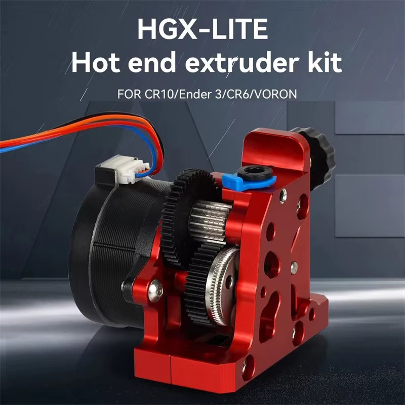 HGX LITE Doppelzahnrad-Extruder aus Hartstahl mit Hochgeschwindigkeitsmotor für 3D-Drucker wie CR10, CR 10S, Ender3 V2 und VORON in Rot - Bild 1