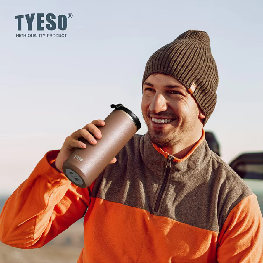 Tyeso Vakuum-Thermoskanne French Press aus Edelstahl mit Tee-Infuser, grau, 600 ml - Bild 4