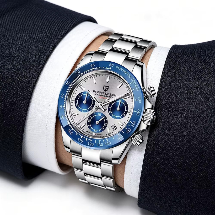 PAGANI DESIGN Chronograph, Quarz, Edelstahl, Saphirglas, Blau, Herren - Bild 4