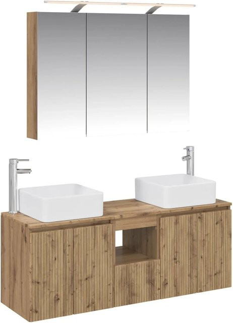 vidaXL Badezimmerschrank-Set 4-teilig in Artisan-Eiche, Braun, B: 100 cm, T: 14,5 cm, H: 70 cm - Bild 1