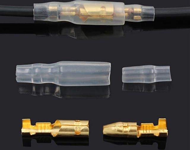 ELECAPITAL Messingklemme 4,0 mm mit Isolierabdeckung in Gold, Kfz-Kabelstecker Set mit männlichen und weiblichen Steckern, kaltgepresster Anschluss - Bild 1