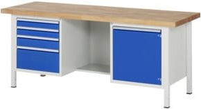 Rau Werkbank höhenverstellbar 8553A2 mit 4 Schubladen und 1 Tür, B/T/H: 200 x 70 x 84-104 cm - Bild 1