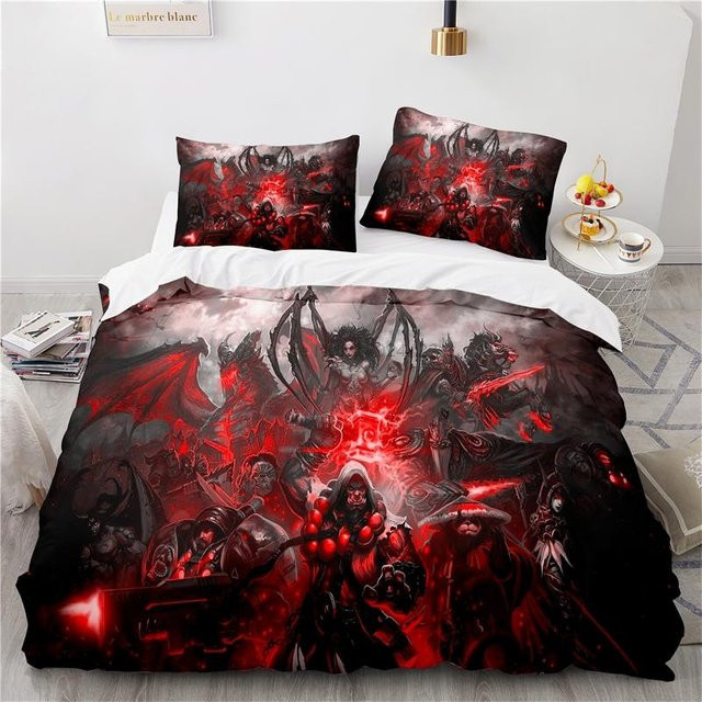 World of Warcraft Bettwäsche Set Horde Banner Flagge mit Bettbezug und Kissenbezug in Rot, B/H: 140 x 210 cm - Bild 1