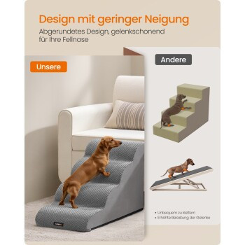 Feandrea Hundetreppe aus Waffelcord in Grau mit rutschfestem Bezug und abnehmbarem, waschbarem Bezug - Bild 2