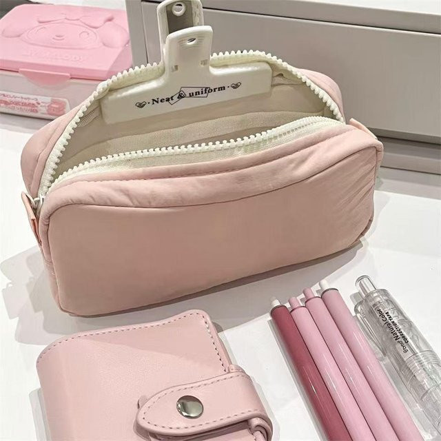Hochwertiges Federmäppchen mit Reißverschluss in Rosa, tragbare Schreibwarentasche aus Textil mit großer Kapazität - Bild 1