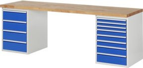Rau Werkbank 7822A3 mit 12 Schubladen, Multicolor, B: 250 cm, T: 70 cm, H: 89 cm - Bild 1