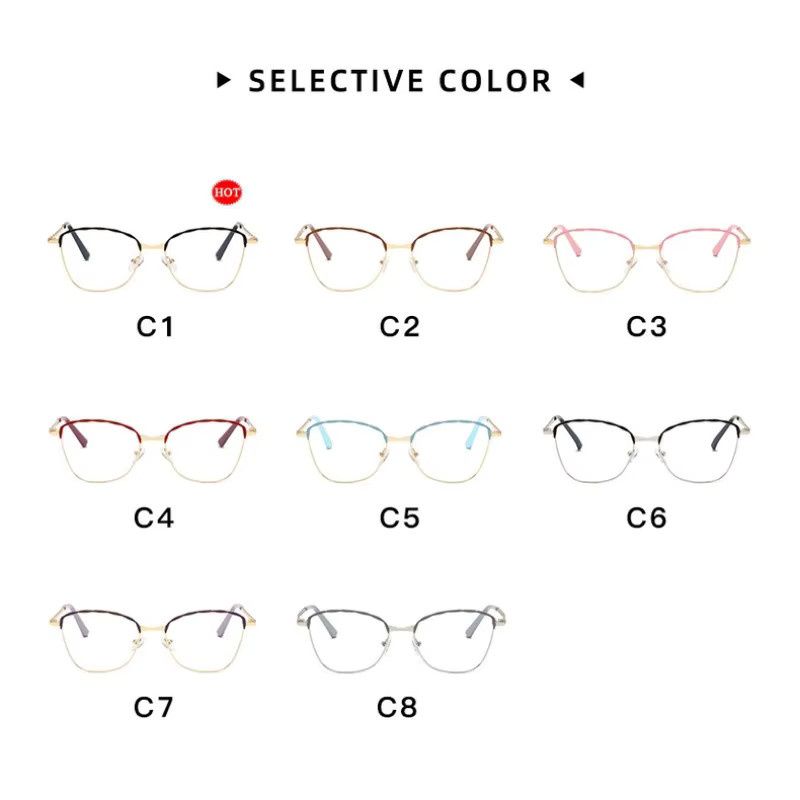 Samjune Korrektionsbrille Halbrand, Cat-Eye, Anti-Blaulicht - Bild 2