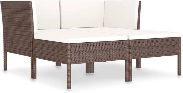 vidaXL 4-tlg Garten-Lounge-Set aus Poly Rattan mit Auflagen in Braun Modell 1 - Bild 1