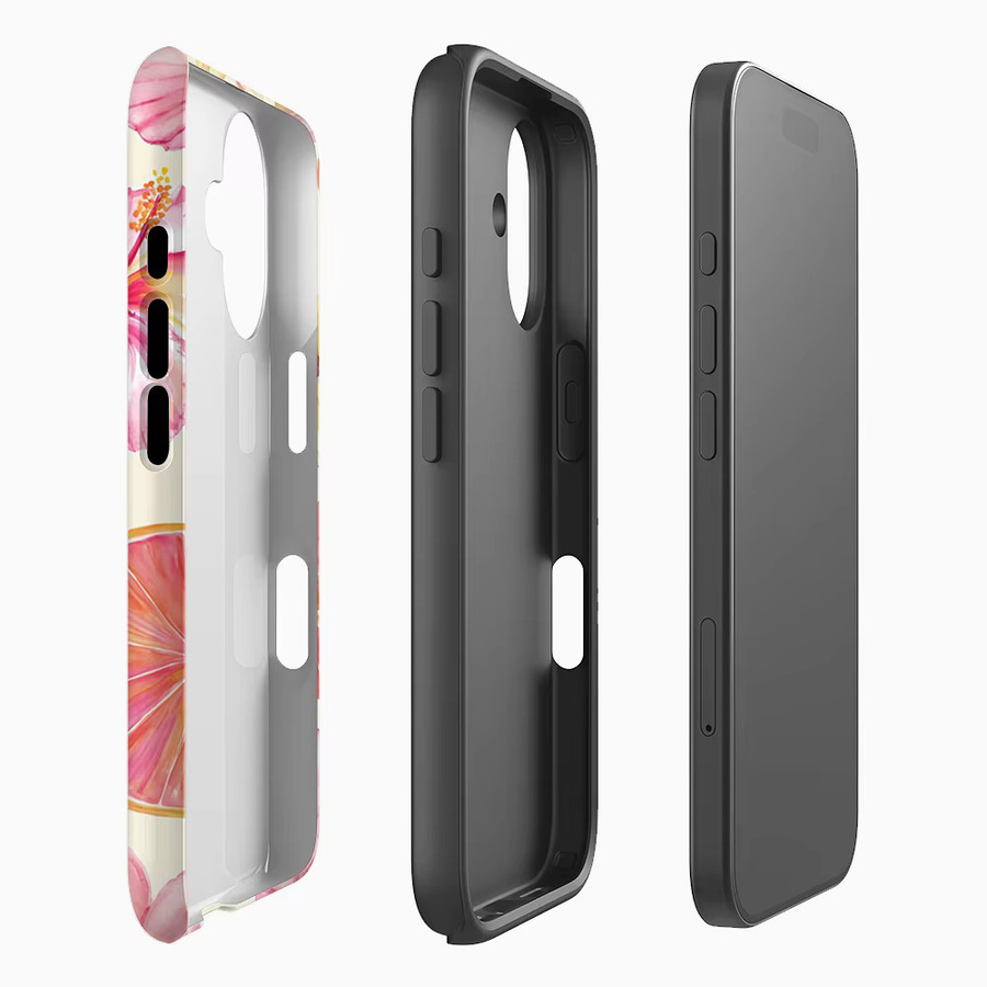 Tropical Hibiscus Shell Citrus Handyhülle für iPhone 17 16 15 14 13 12 Pro Max Plus mit doppelschichtiger Rückseite in Multicolour - Bild 2