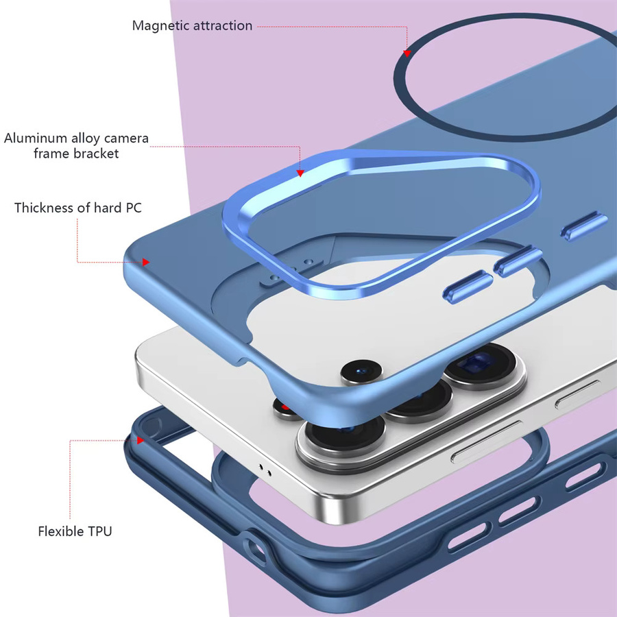 Matte magnetische MagSafe Schutzhülle mit Ständerabdeckung für Samsung Galaxy S26 Ultra S25 S24 S23 Ultra Plus S25FE S24FE S25Edge in Purple und Blue - Bild 6