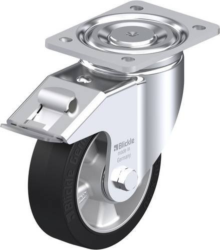 Blickle Lenkrolle LH-ALEV 150K-FI mit Feststeller, Rad-Durchmesser: 150 mm, Tragfähigkeit: 400 kg, Farbe: Silber/Schwarz - Bild 1