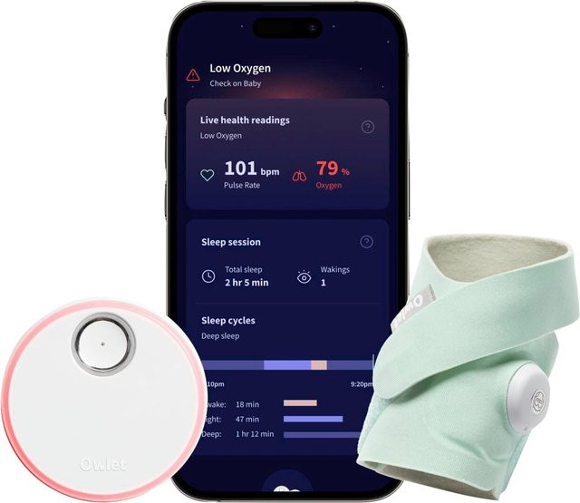 Owlet Dream Sock Babyphone mit Pulsoximeter und Herzfrequenzmessung in Mint - Bild 2