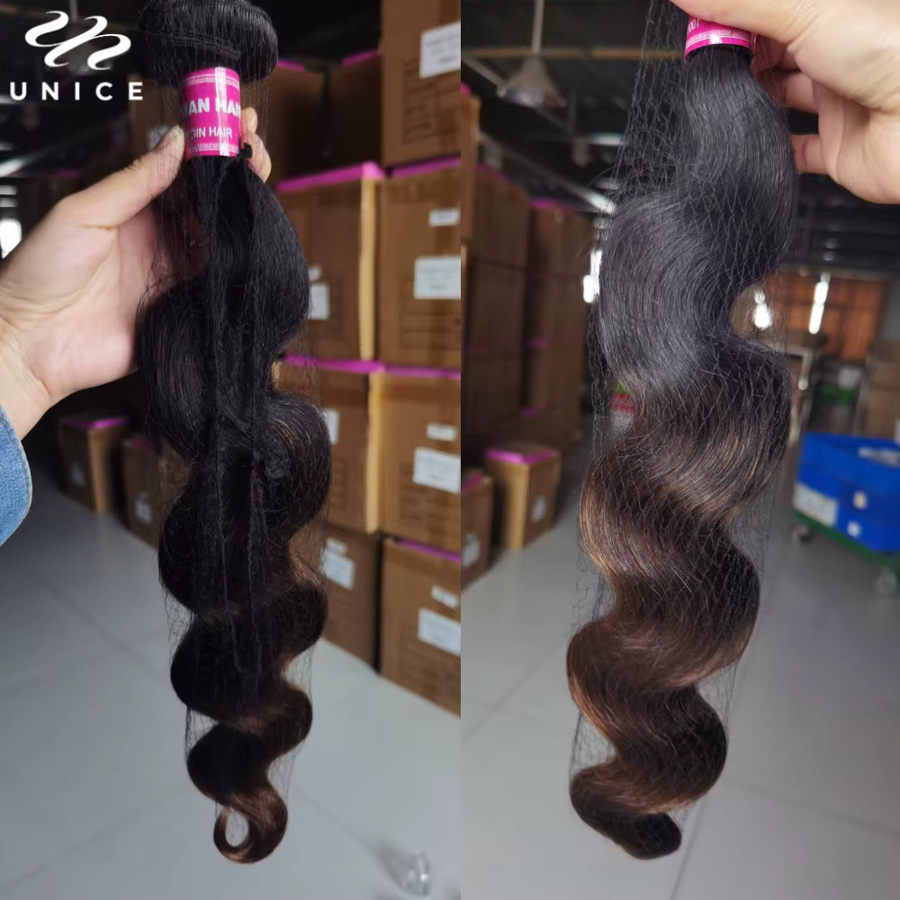 UNice Hair Body Wave Bundles, Chestnut Brown Ombre, Echthaar-Bündel - Bild 3