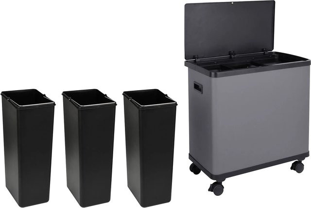 SVITA SR3X18 Sensor-Mülleimer Mülltrennsystem mit 3 Fächern, Grau, Volumen: 54 l - Bild 1
