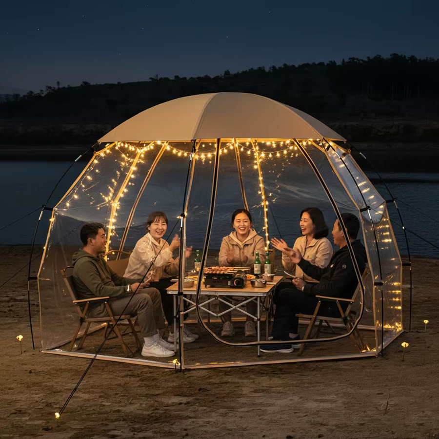 Top Lander Transparentes PVC Blasenzelt für 4–6 Personen, Winddichter Outdoor Camping Pavillon mit atmungsaktiver Abdeckung, Dome-Design - Bild 4