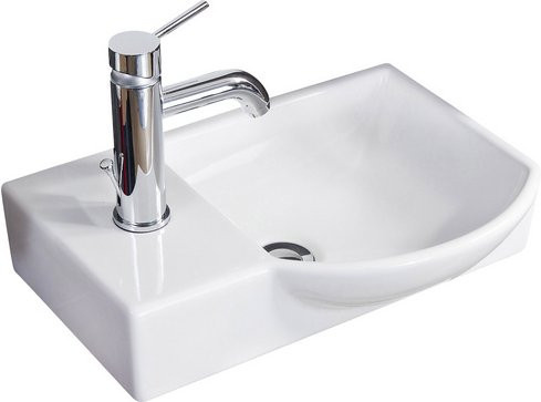 Fackelmann Gäste-Waschbecken SBC in Weiß aus Keramik mit Überlauf, B/H/T: 45,5 x 14,5 x 32 cm
