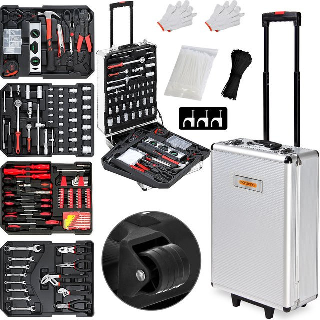 Monzana Werkzeugtrolley 899-teilig in Silber aus Aluminium und Stahl, abschließbar und rollbar - Bild 1
