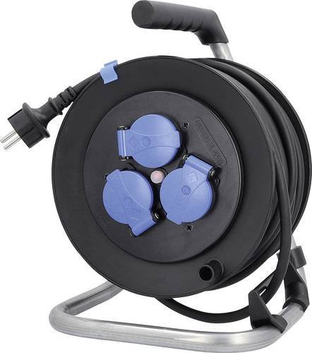 AS Schwabe Kabeltrommel Schwarz mit Schutzkontakt-Stecker, 40 m Länge - Bild 1