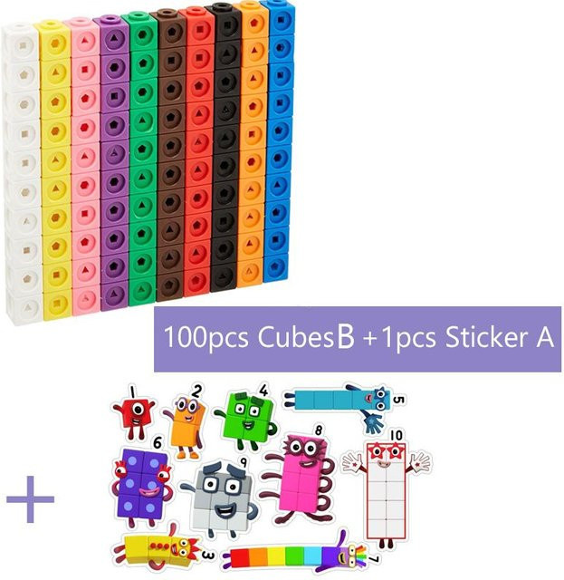 Kidsly Mathematik Verknüpfung Würfel Blöcke, Pädagogisches Zahlen Spielzeug, 100 Stück - Bild 1