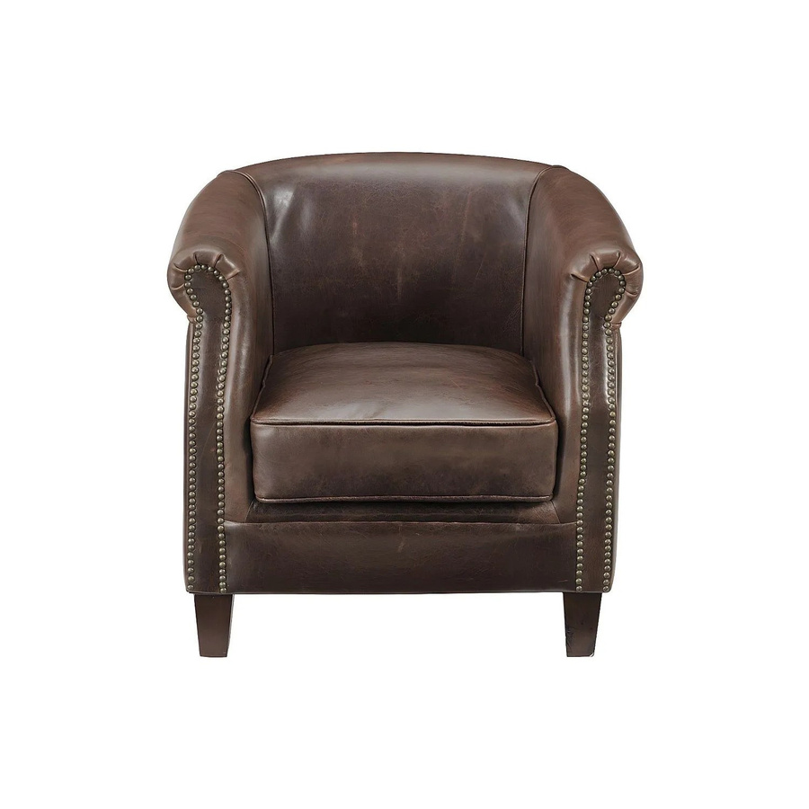 Vente-unique Sessel Enguerrand in Schokobraun mit Lederbezug und gerader Rückenlehne - Bild 2