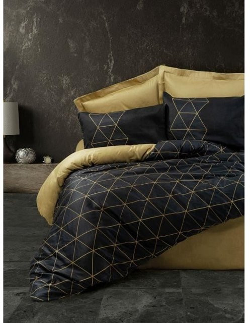 Bettwäsche-Set aus verstärkter Baumwolle in Schwarz mit 1 Bettbezug (Breite: 220 cm, Höhe: 240 cm) und 2 Kissenbezügen (60 x 80 cm) - Bild 1