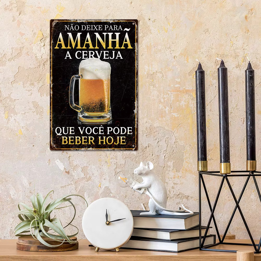 Putuo Decor Vintage Metallblechschild N Nang DEIX PARA AMANHÃ in Mehrfarbig mit Typografie für deine Wand - Bild 4