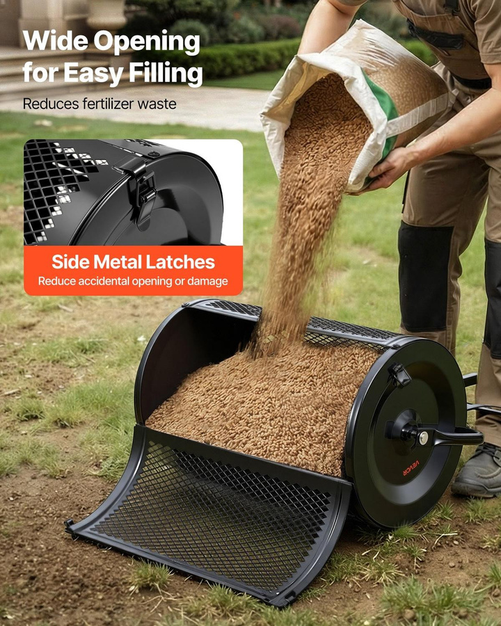 Buying Solutions MB Kompoststreuer aus pulverbeschichtetem Stahl in Schwarz mit Bürste und Schiebe-/Zuggriff, Breite: 61 cm - Bild 4