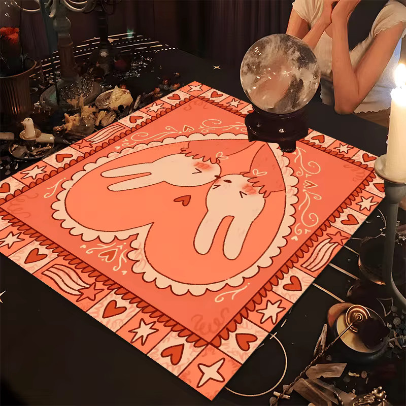 VIKAMA Love Rabbit Tarot-Kartentischdecke im Boho-Stil für deine Wahrsagungszeremonie und als Altartuch - Bild 2