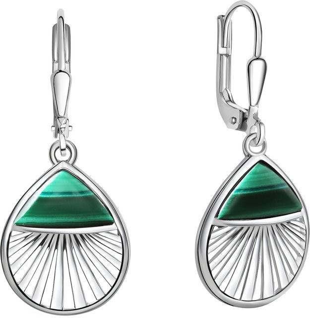 Zeeme Gemstones Ohrhänger 925 Sterling Silber, rhodiniert, Malachit - Bild 1