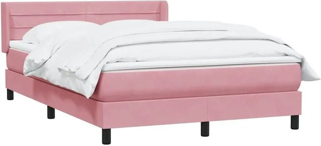 vidaXL Boxspringbett mit Matratze aus Samt in Rosa, B/T/H: 160 x 210 x 78 cm - Bild 1