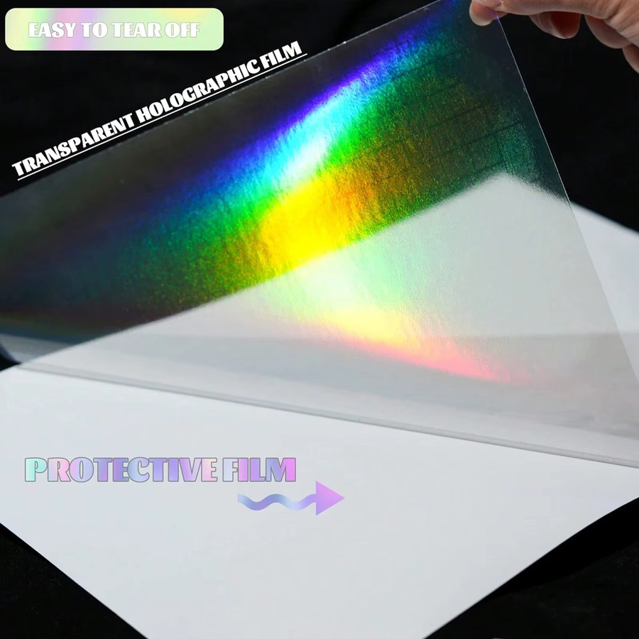 Holografische Regenbogen Kaltlaminierungsfolie in A4, wasserdichtes selbstklebendes Vinyl-Aufkleberpapier, Multicolor, 50 Blatt - Bild 3