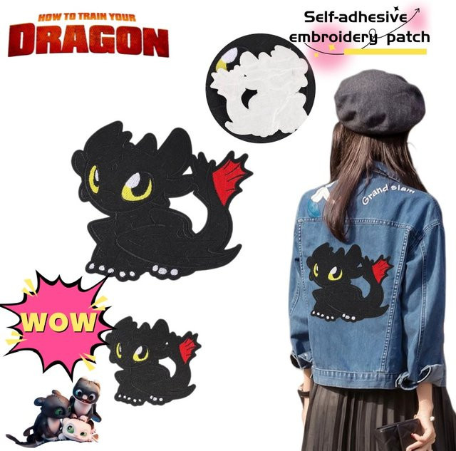 How to Train Your Dragon Toothless Aufnäher, selbstklebend, Cartoon-Motiv - Bild 1