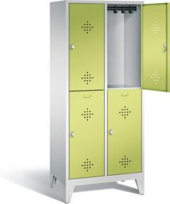C+P Spind Classic doppelstöckig mit 4 Türen, Front Viridingrün, Korpus Lichtgrau, H x B x T: 185 x 81 x 50 cm - Bild 1