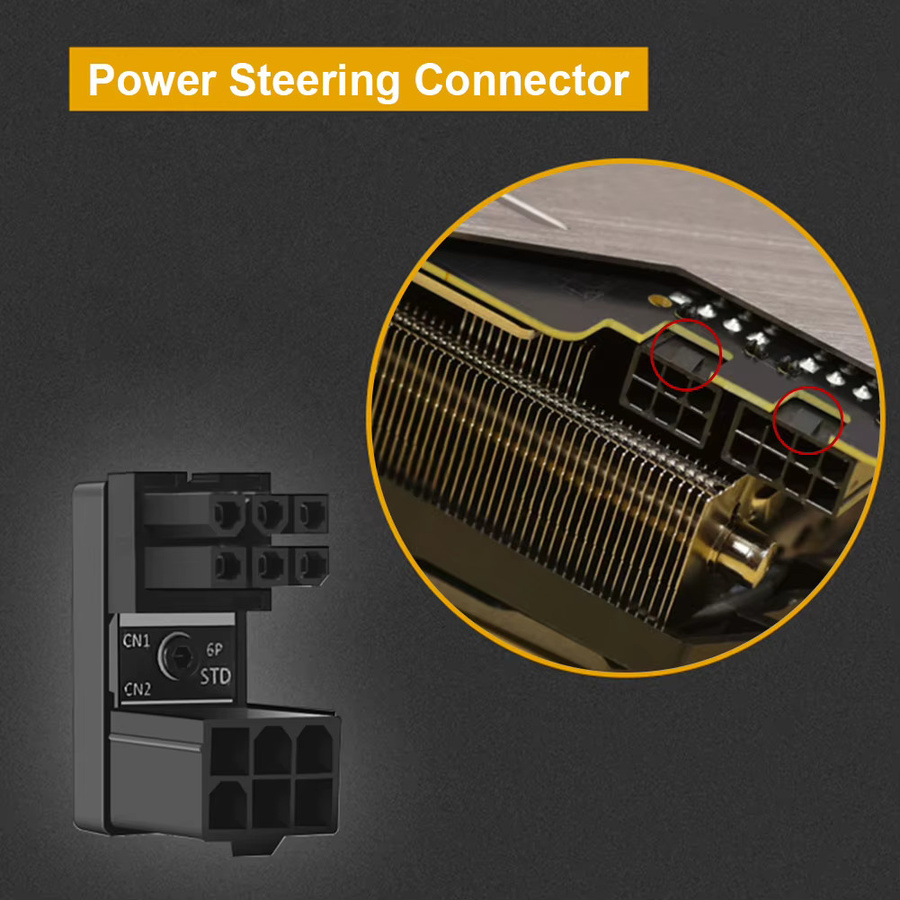 ALLOYSEED PCIe 6/8-Pin VGA Buchse abgewinkelt in Schwarz für Desktop-Grafikkarten und GPUs - Bild 3