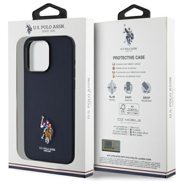US Polo Assn. iPhone 15 Pro Max Handyhülle mit Stickerei in Dunkelblau - Bild 3