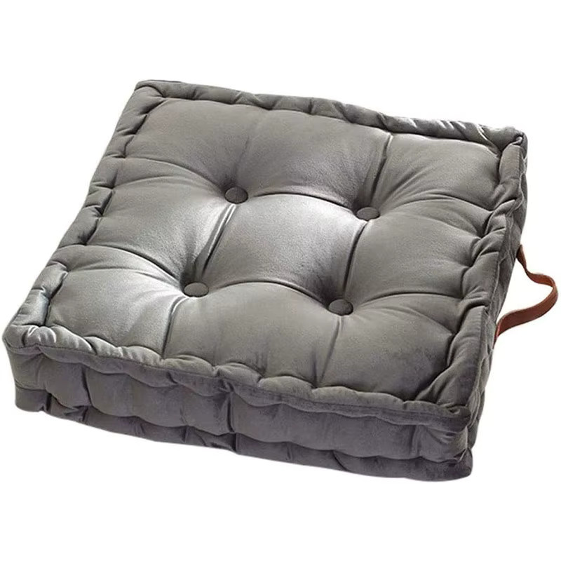 Quadratisches Meditationskissen in Grau von inyahome mit Tragegriff und Chesterfield-Design, B/T/H: 42 x 42 x 10 cm - Bild 2