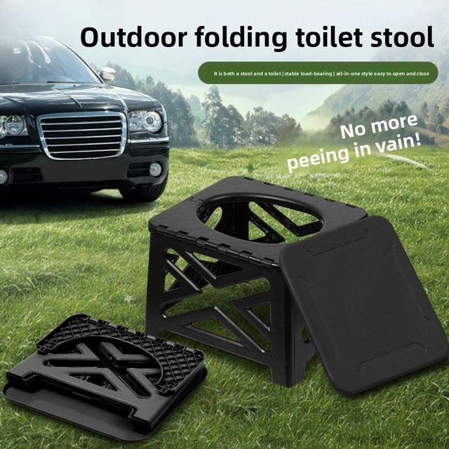 Tragbare Auto-Klapptoilette mit Deodorant-Funktion für Outdoor und Camping in Grau - Bild 1