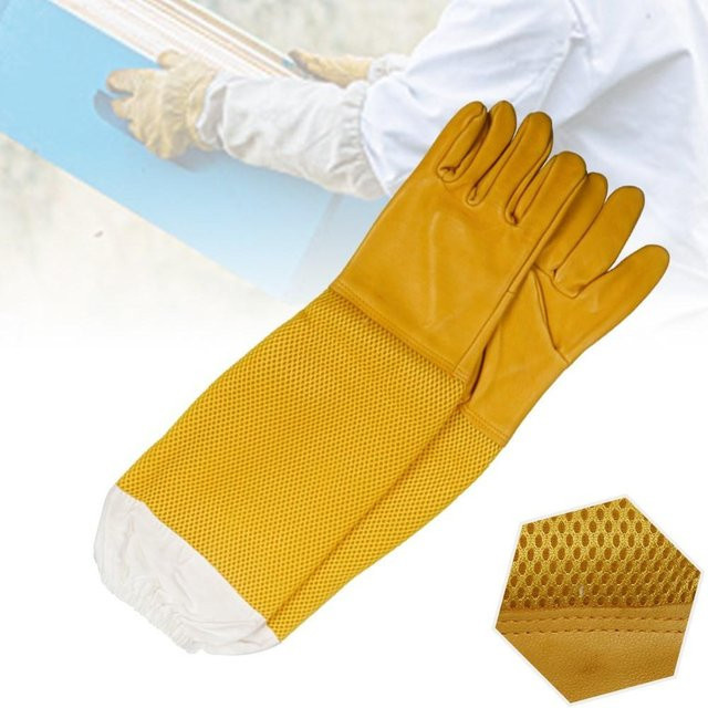 LXY Bienenzucht-Schutzhandschuhe aus Schaffell in Gelb, atmungsaktiv und Anti-Bienenstich, Größe XL - Bild 1