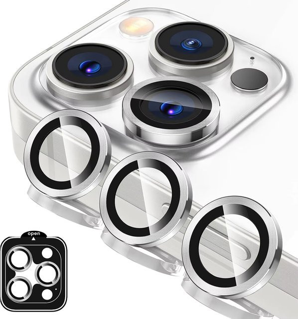3er-Set Kamera-Objektivschutz aus gehärtetem Glas für iPhone 17 Pro Max und iPhone 17 Air in Transparent und Schwarz - Bild 1