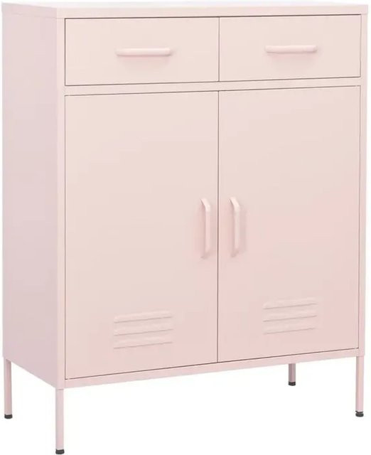 vidaXL Lagerschrank aus Stahl in Pink mit Türen und Schubladen B/T/H: 80 x 35 x 101,5 cm - Bild 1