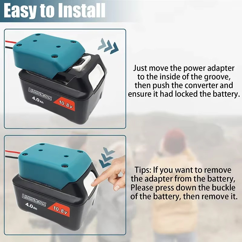 Makita DIY Stecker Adapter mit externem Netzteil für 10,8 V und 12 V Li-Ion Akkus BL1021B - Bild 3