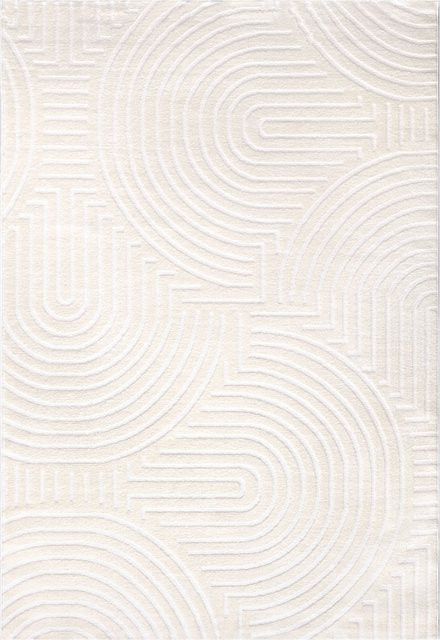 Moderner Teppich Lusenta in Beige mit geometrischem Muster und Hoch-Tief-Effekt, B/T: 80 x 150 cm - Bild 1