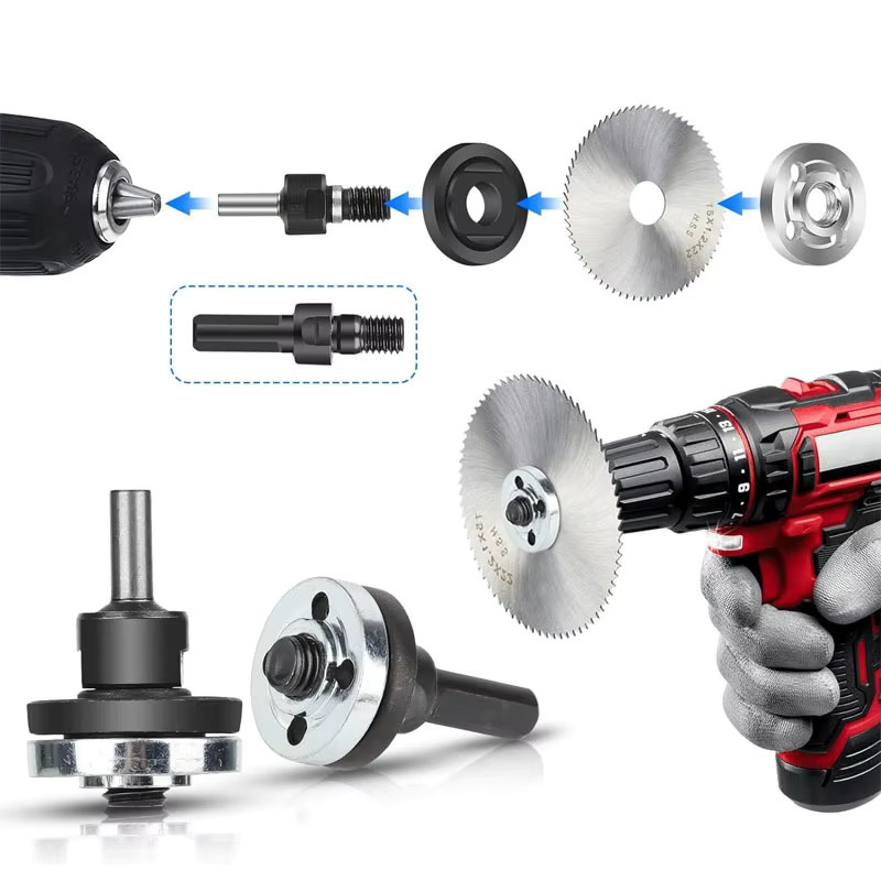 atooltour Winkelschleifer-Adapter für elektrische Bohrmaschinen Set in Silber mit Konverter, Flanschmutter und Verbindungsstange - Bild 3