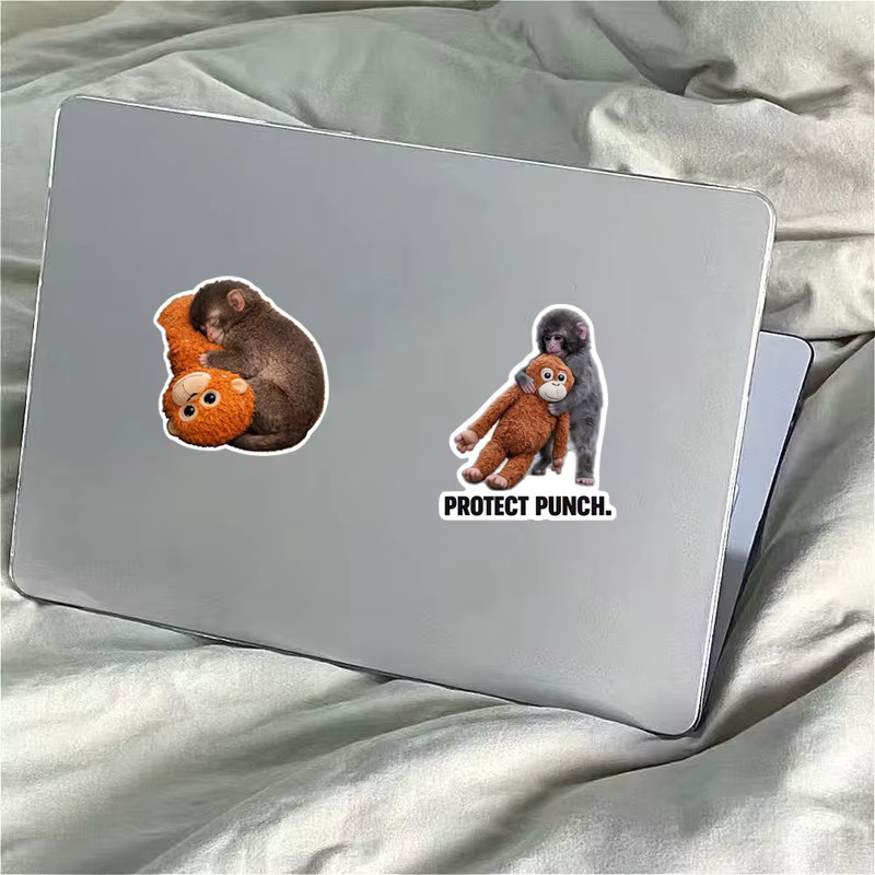 Protect Punch The Monkey Aufkleber, bunter Kawaii Baby-Affe Sticker für Wasserflaschen, Notebook und Handy - Bild 3
