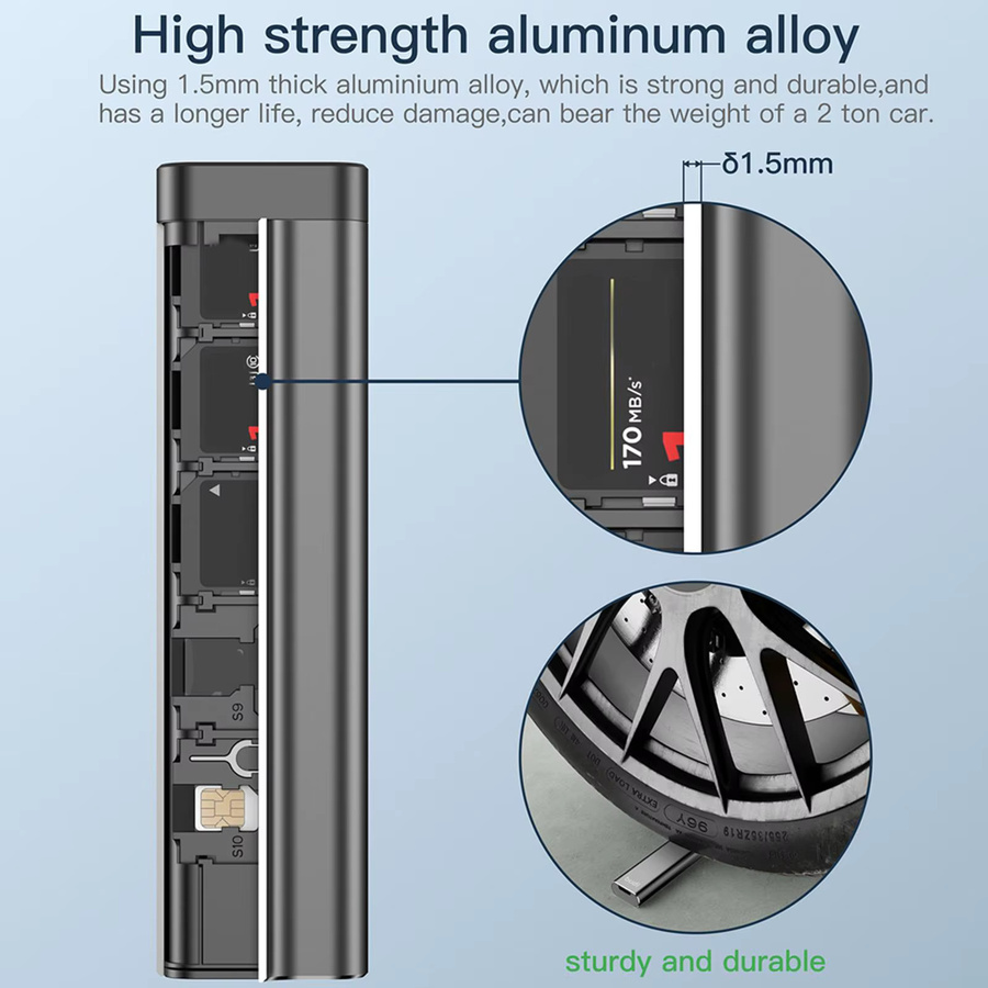 BUDI SD-SIM-Kartenetui Organizer aus Aluminiumlegierung in Grau mit 30 Slots - Bild 3