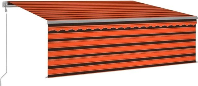 vidaXL Automatische Markise mit Volant und Fernbedienung aus Aluminium und Polyestergewebe, Farbe: Orange, Braun, Anthrazit, B x H: 400 x 300 cm - Bild 1